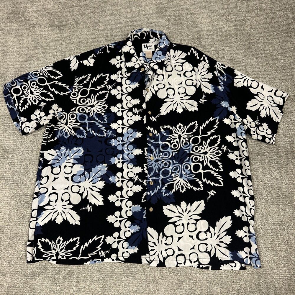 Mamo Howell Shirt Mens 3XL Black Blue Hawaiian Aloha Tropical Resort Vacation